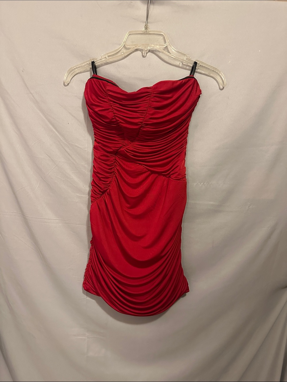 Strapless Ruched Red Bodycon Dress